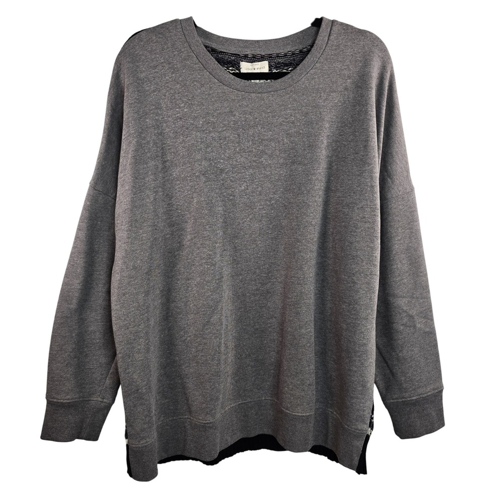 Lucky Brand Sweater Sweatshirt Combo Gray Black Relaxed Fit Women's Large Knit